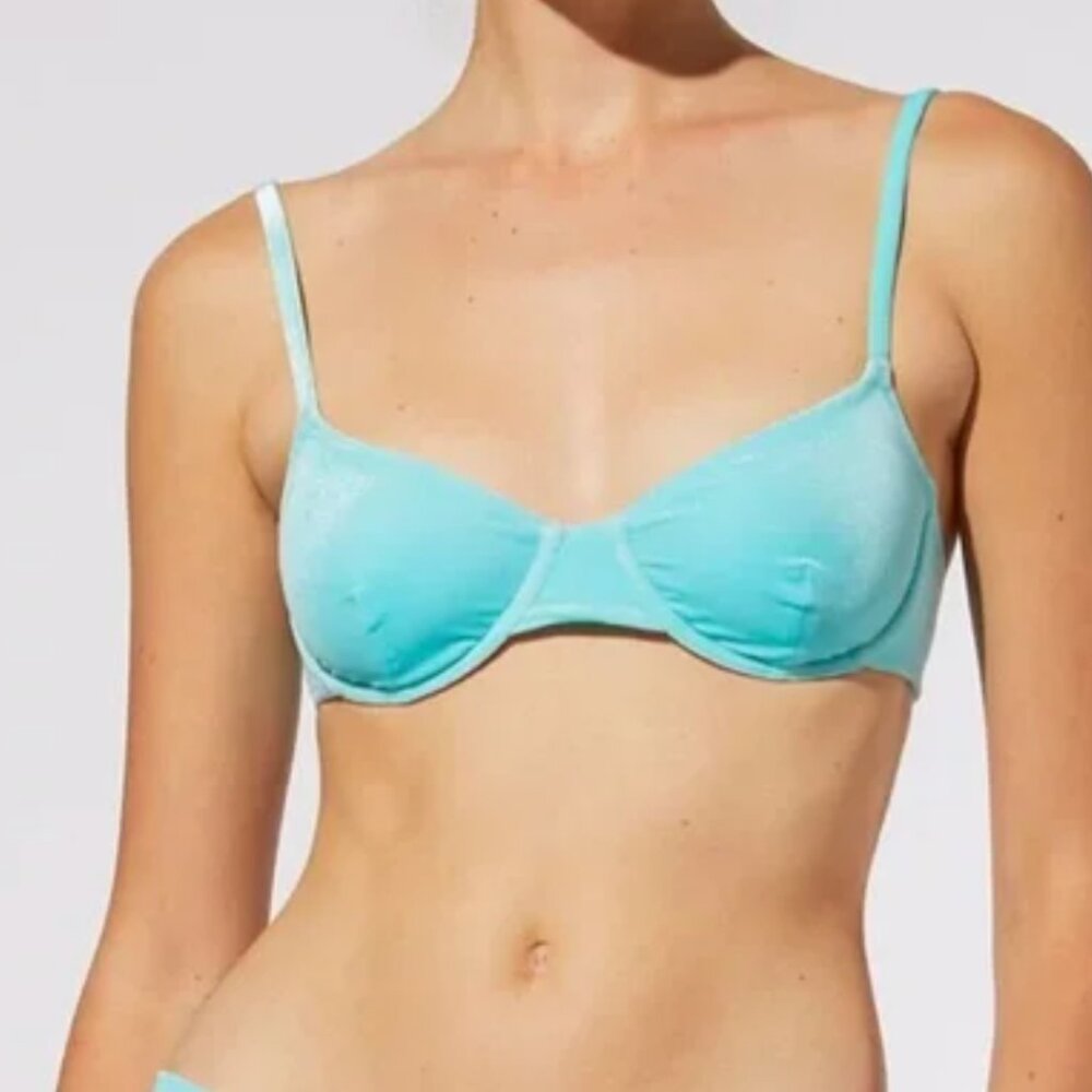 NWT SOLID & STRIPED The "EVA" Top in Solid Velvet Aquamarine M - Picture 13 of 13